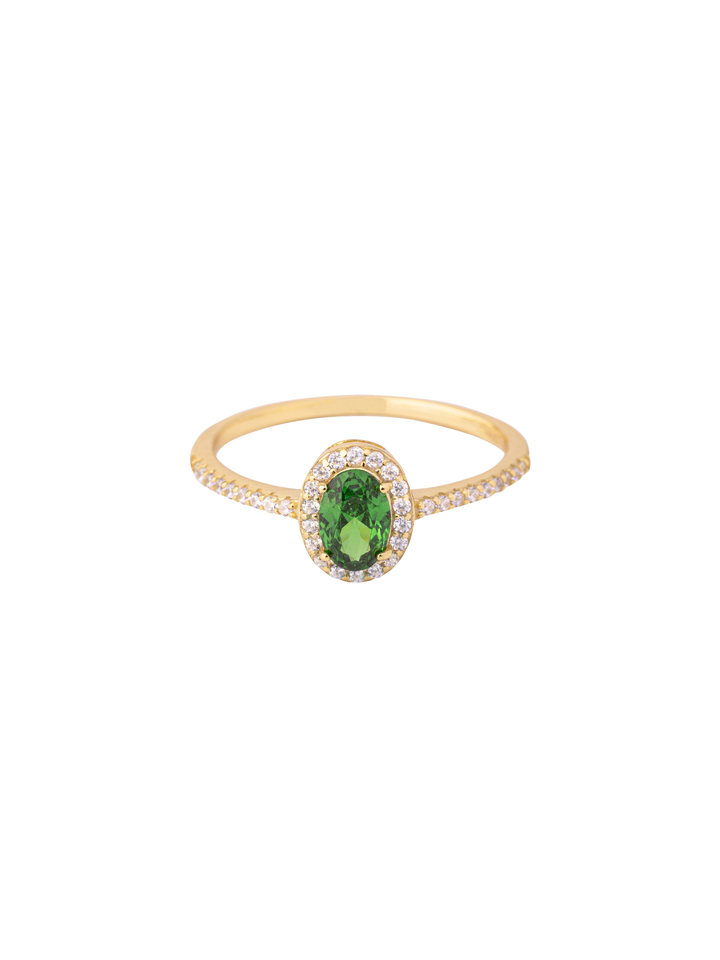 Anillo Ovalo Con Zirconia Verde