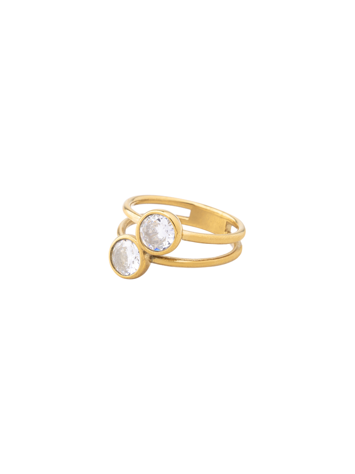 Anillo Doble Linea Y Zirconia