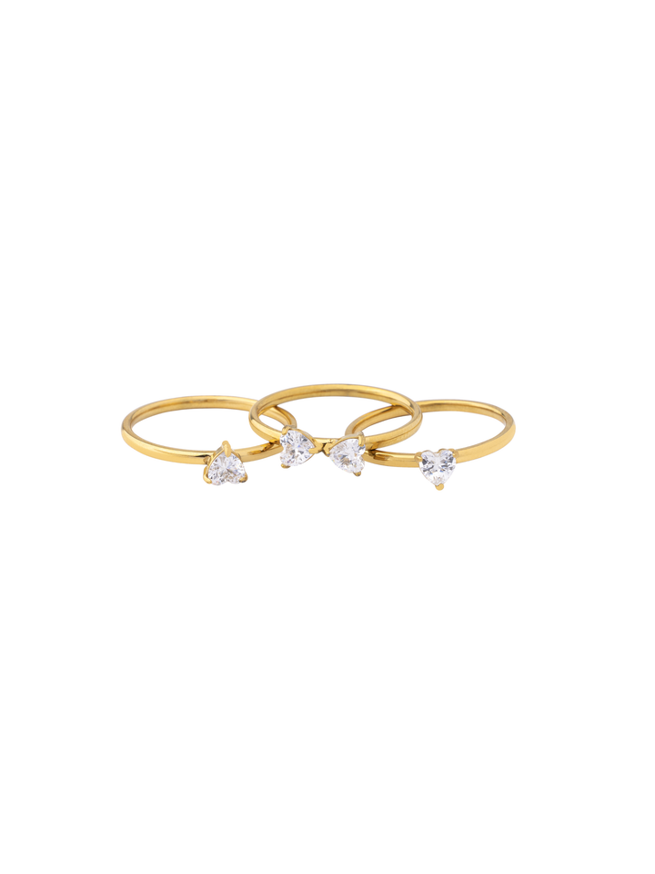 Set Anillos Forma Trebol Zirconias