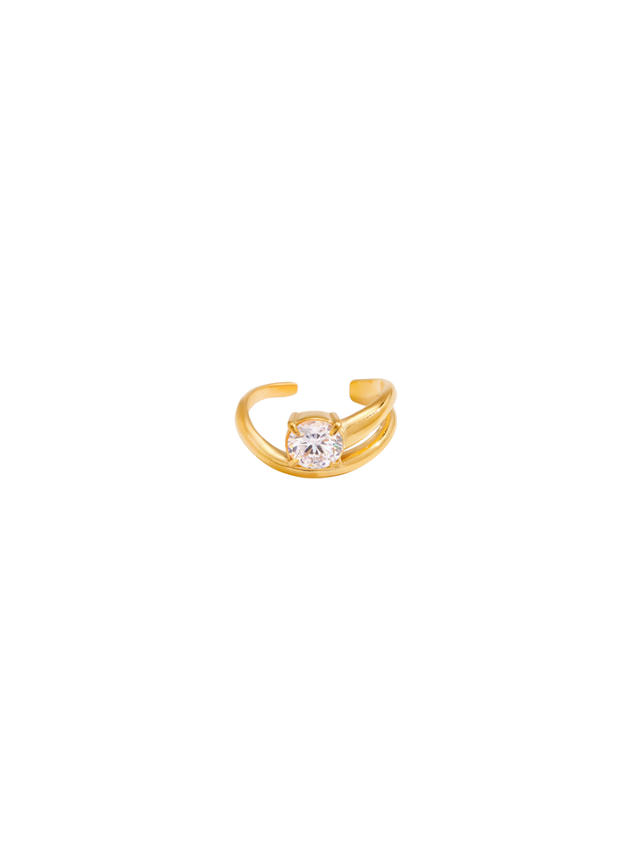 Anillo Abierto Doble Con Zirconia Central