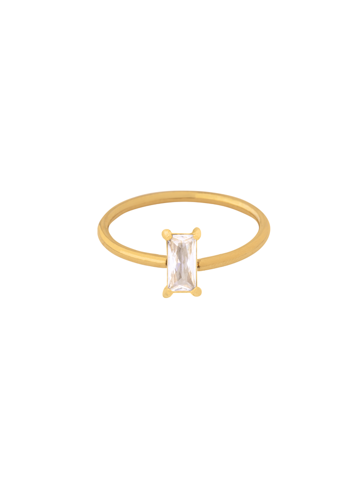 Anillo Delgado Con Zirconia Rectangular