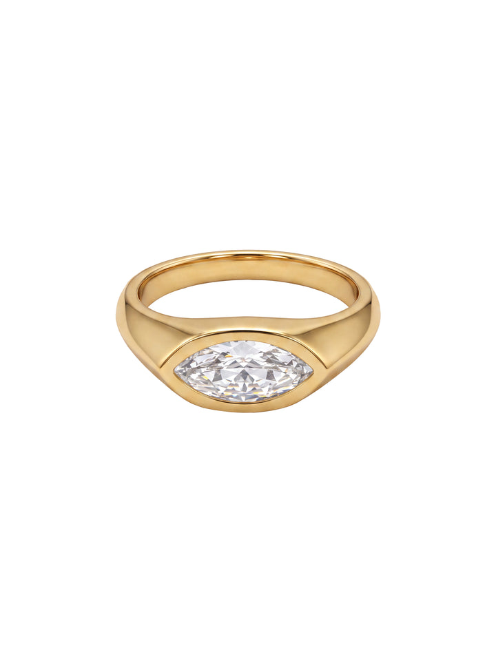 Anillo Con Zirconia Central Ovalada