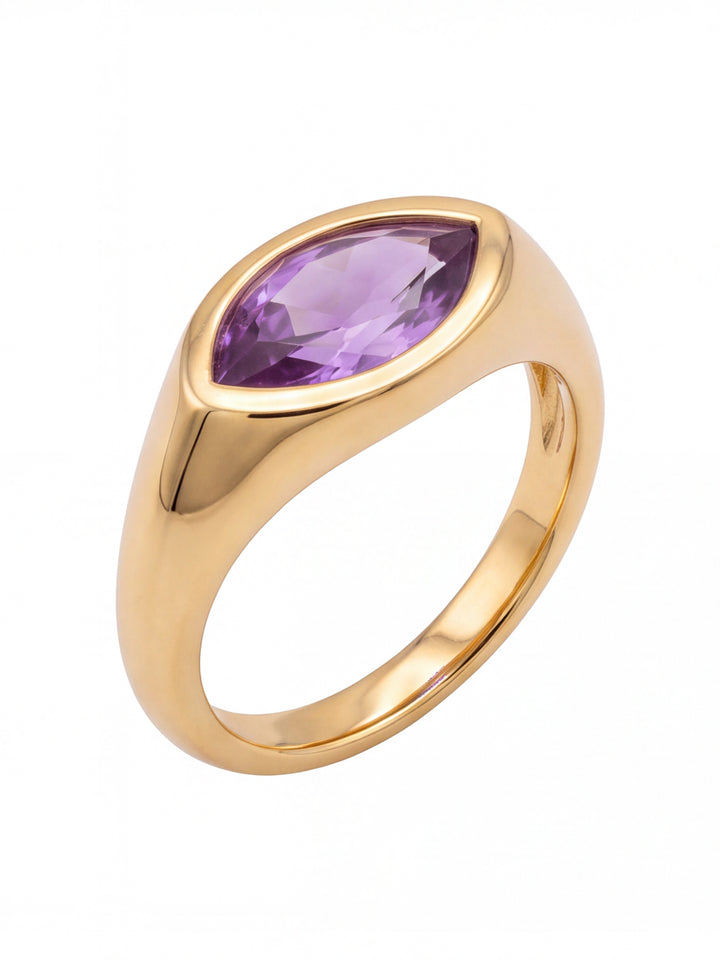 Anillo Con Zirconia Central Ovalada