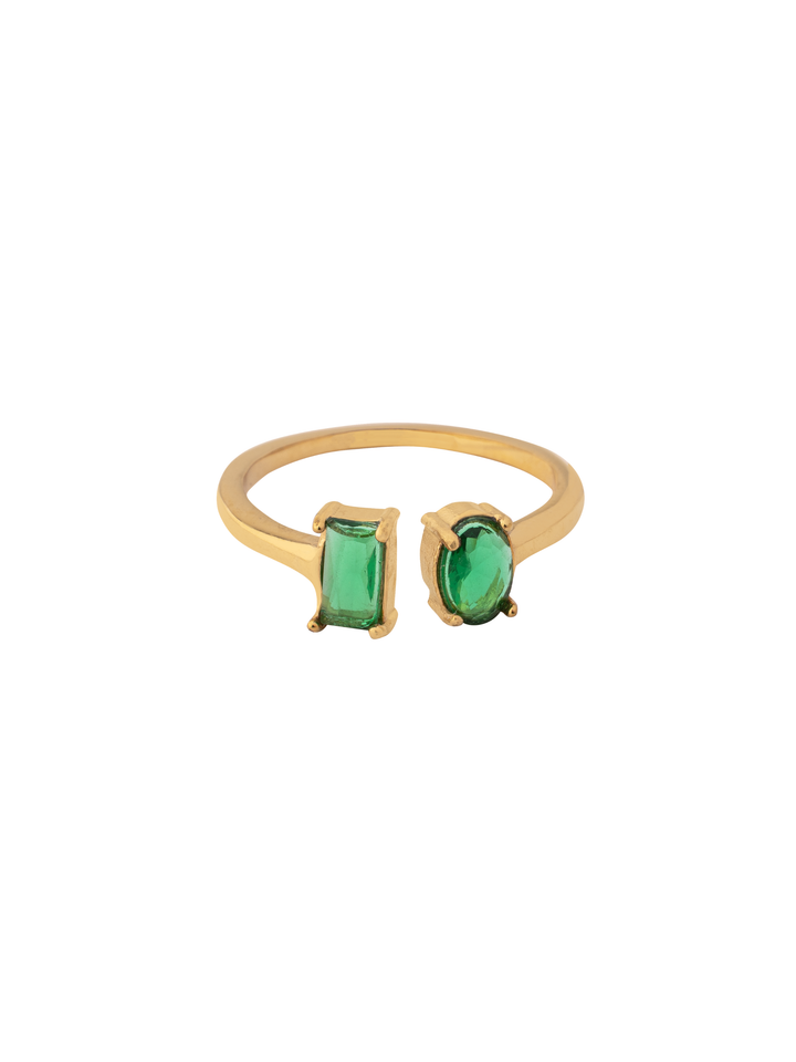 Anillo Semi Ajustable Zirconia Ovalada Y Baguette