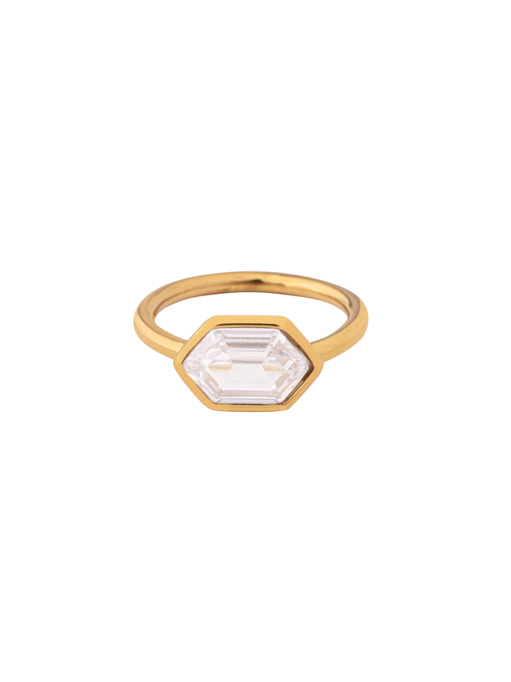 Anillo Con Zirconia Seis Lados
