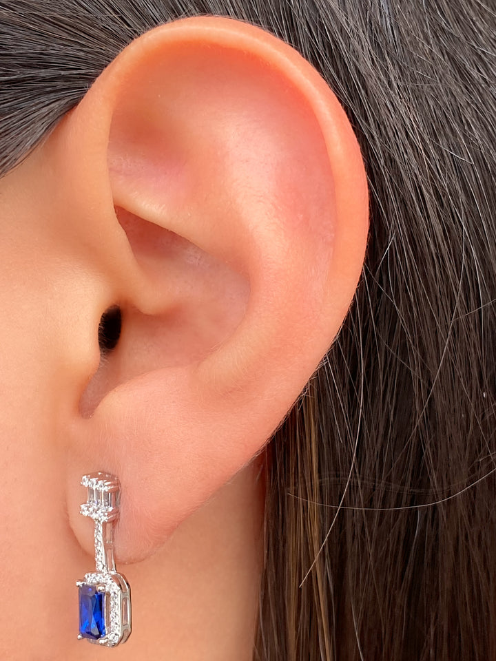 Par Arete Rectangulo Colgante Zirconias