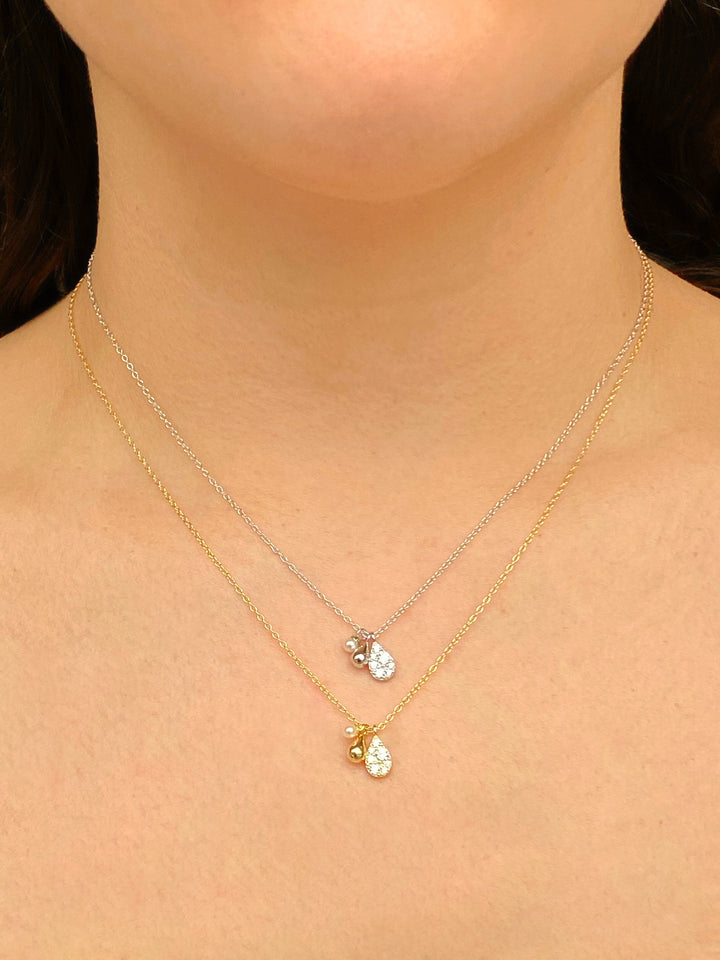 Collar Tres Dijes Gotas y Perla