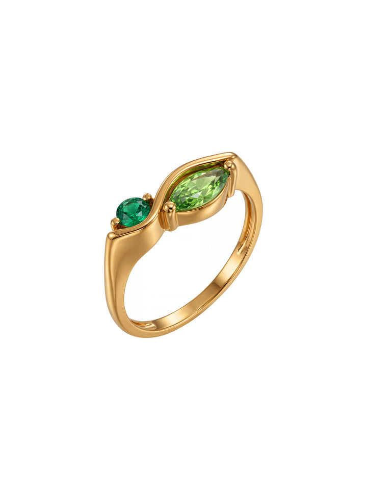 Anillo Ondulado Zirconia Marquesa Y Redonda