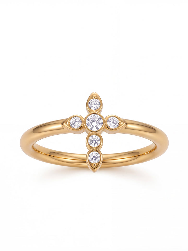 Anillo Con Cruz Central Zirconias