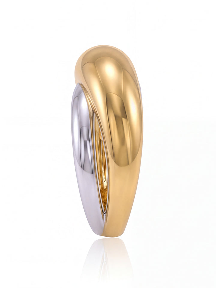 Anillo Combinado Cruzado Doble Linea