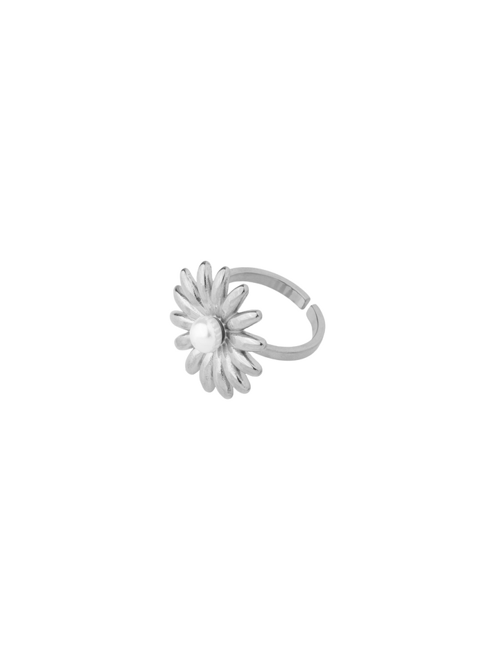 Anillo Flor Margarita Con Perla