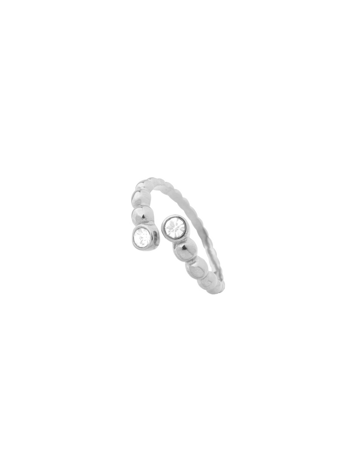 Anillo Bolitas Dos Zirconias Con Bisel