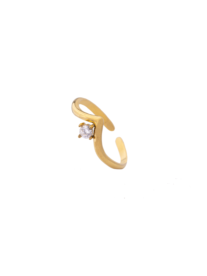 Anillo Forma V Con Zirconia