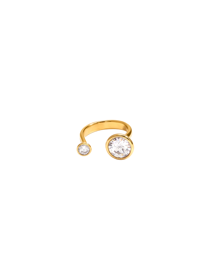 Anillo Abierto Dos Zirconias Con Bisel