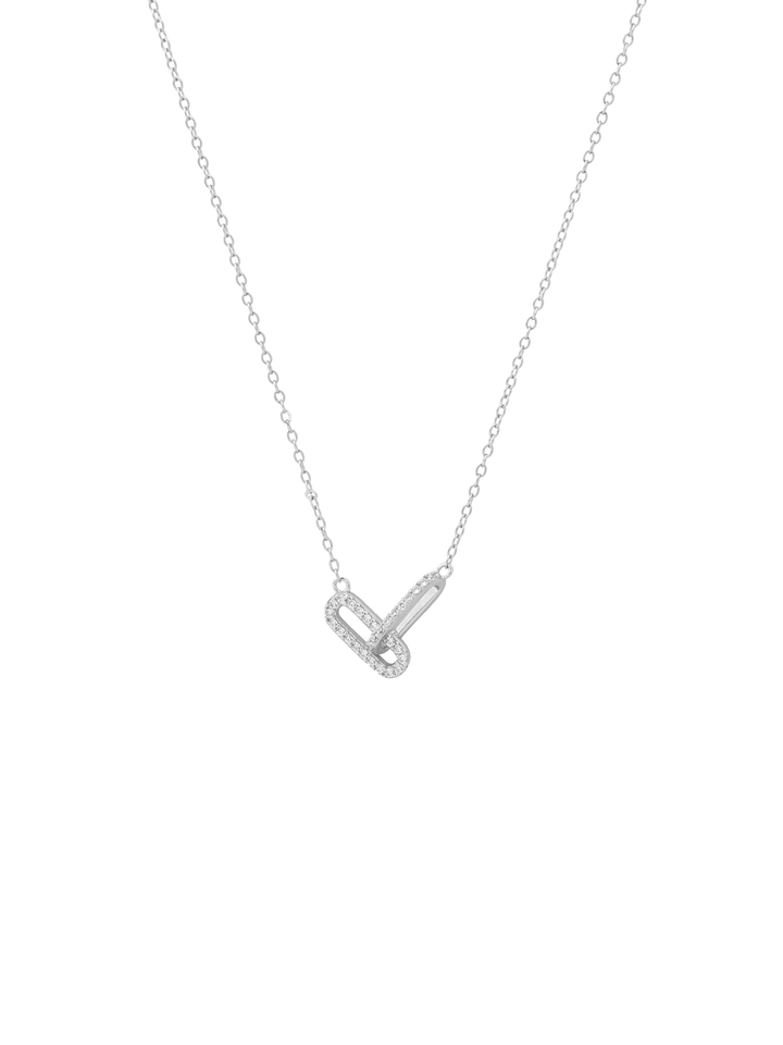 Collar Doble Eslabón Ovalado Entrelazado Zirconias