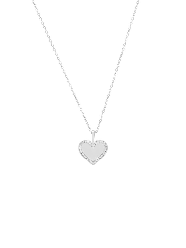 Collar Dije Corazon Con Borde Zirconias