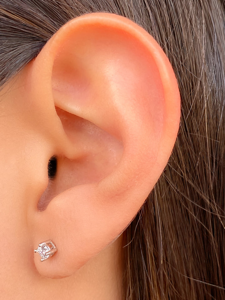 Arete Broquel Solitario Diamante 0.17 Ct Oro 14k