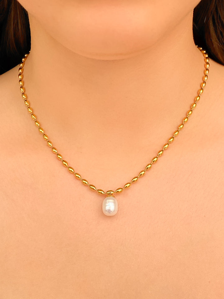 Collar Bolitas Con Perla