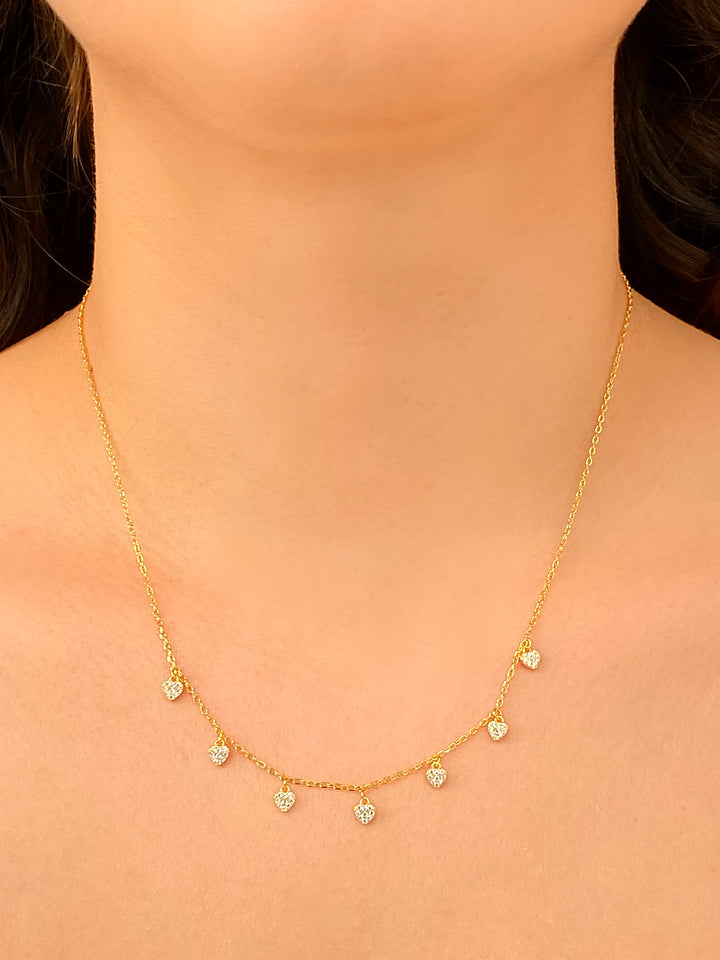 Collar Con Corazones Zirconias