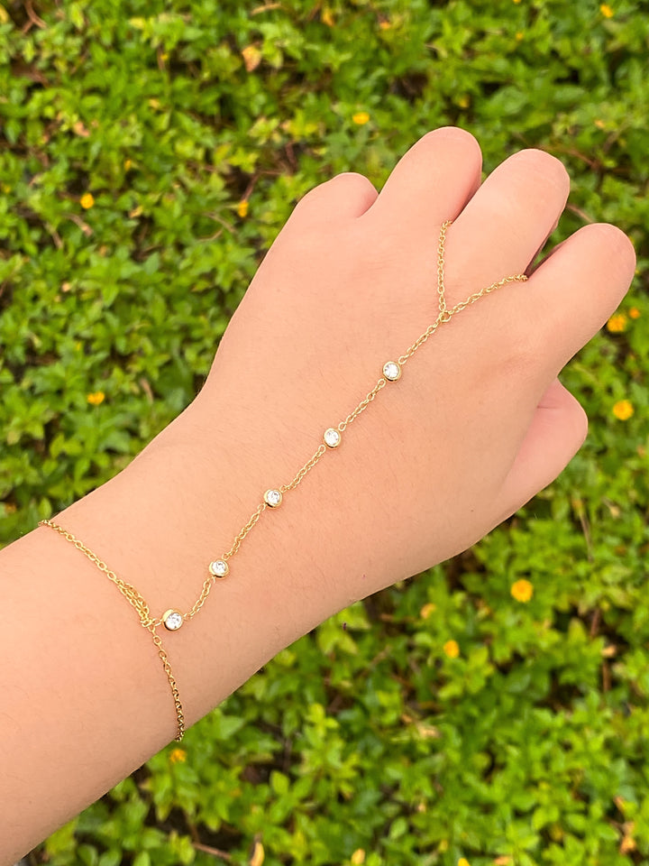 Pulsera Cinco Zirconias Bisel Con Anillo