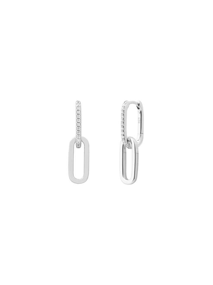 Par Arracada Rectangular Zirconias Con Dije