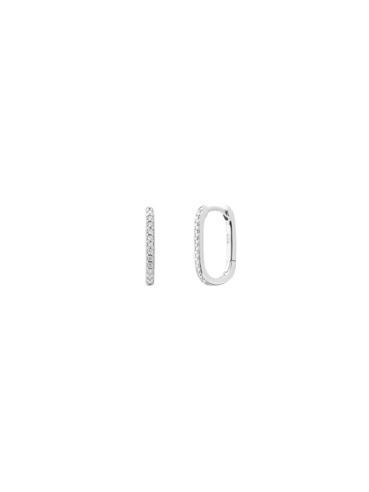Par Arracada Rectangular Zirconias Con Dije