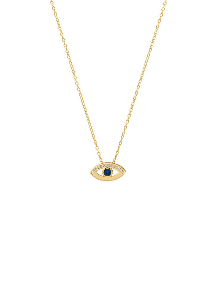 Collar Dije Ojo Azul Con Zirconias