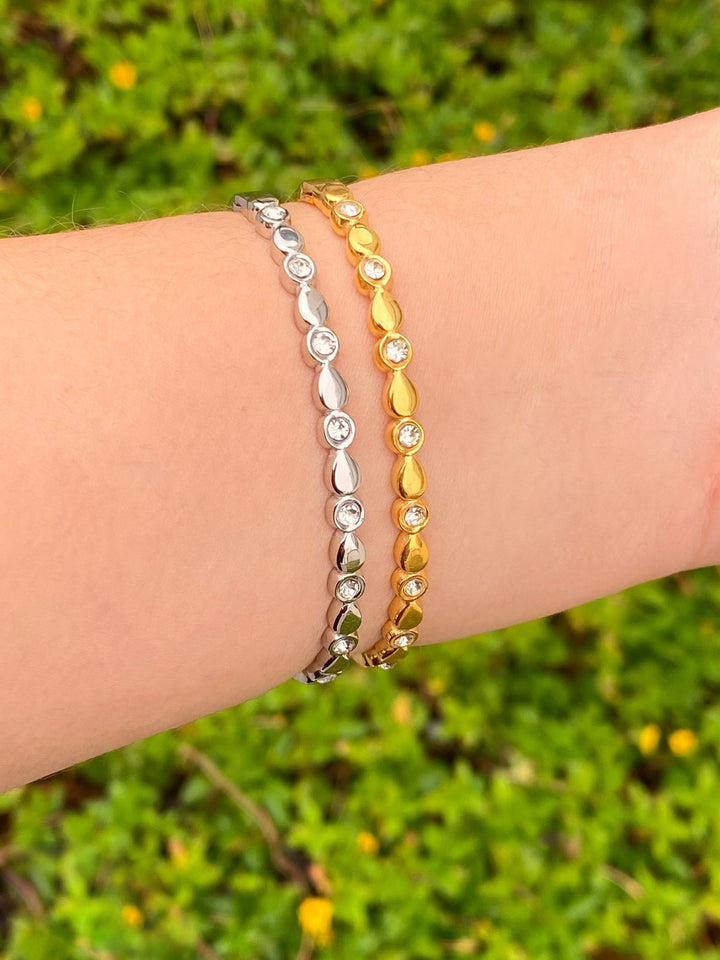 Brazalete Ovalos y Zirconias Intercalados