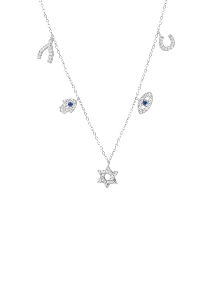 Collar Dije Estrella, Mano y Ojo Con Zirconias