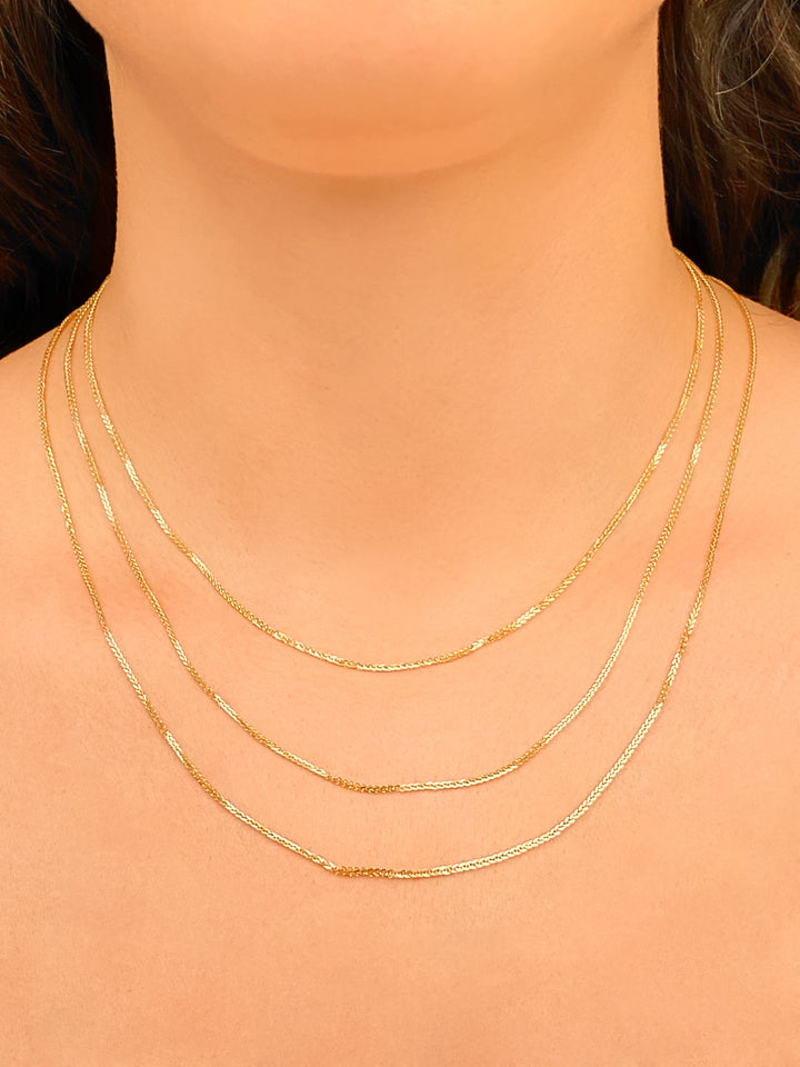 Collar Eslabon Tejido Oro 14k