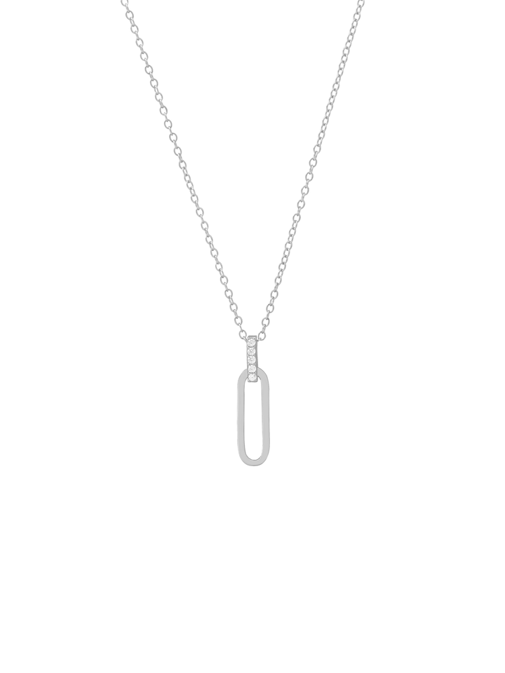 Collar Dije Ovalo Alargado Con Zirconias