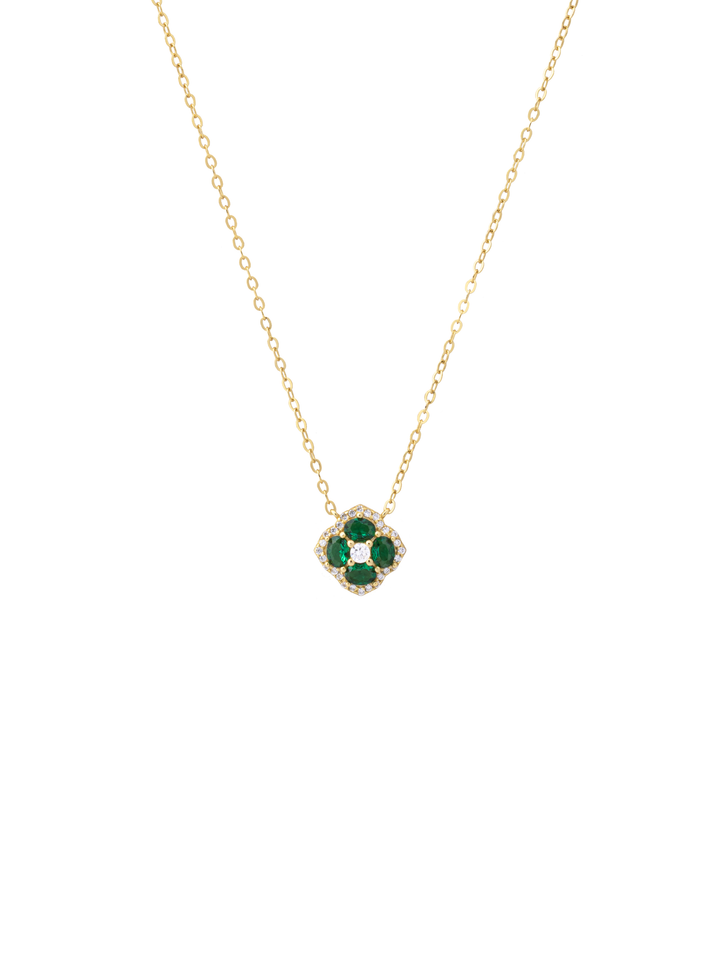 Collar Dije Flor Cuatro Petalos Con Halo