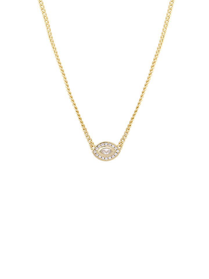 Collar Cadena Cubana Dije Ojo de Zirconias