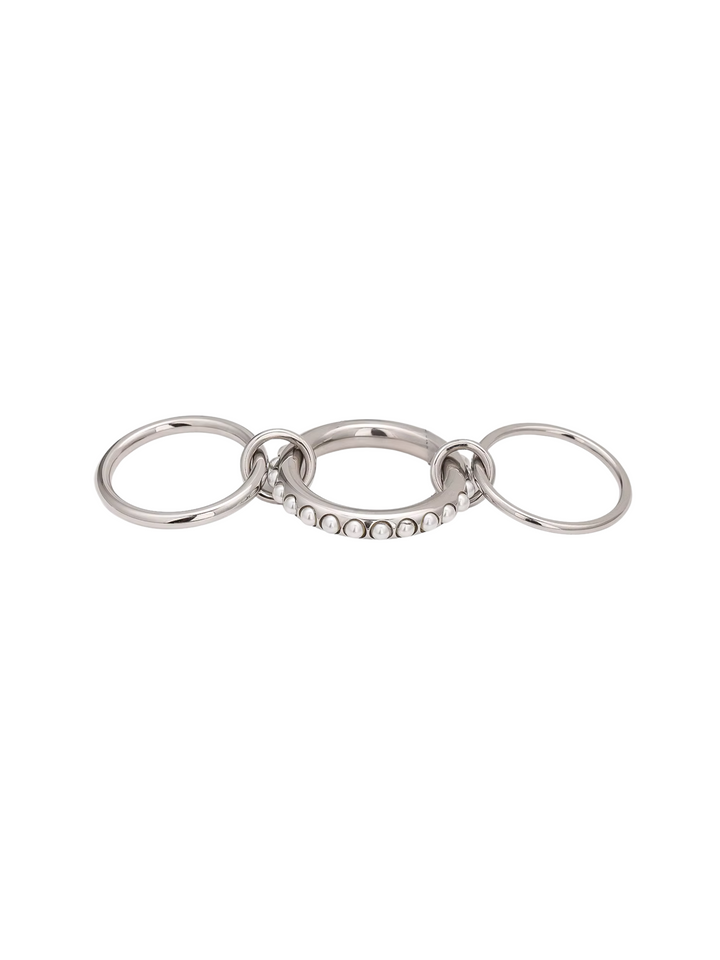 Anillo Triple Argolla Con Perlitas