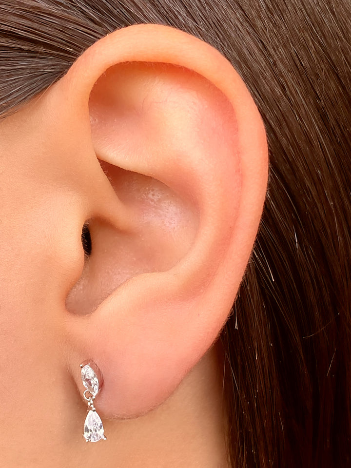 Par Arete Doble Zirconia Gota
