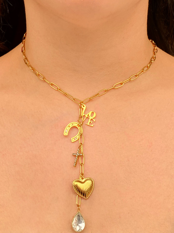 Collar Corbatin Dijes Love Gota Y Corazon