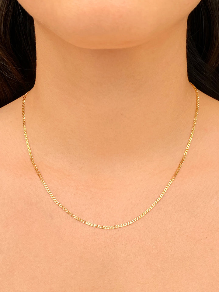 Collar Cadena Eslabones Planchados 1.9 mm Oro 14k