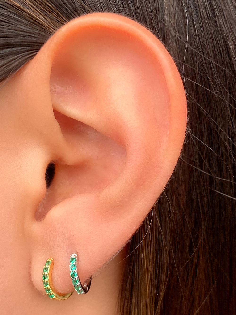 Arracada Zirconias Verde 10 mm