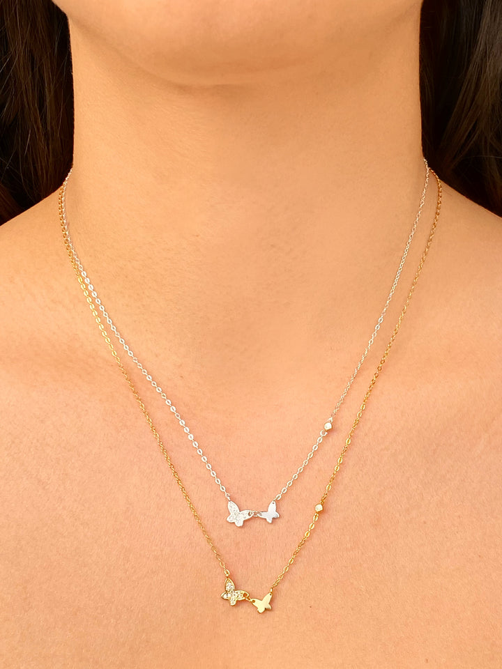 Collar Con Doble Mariposa y Mini Zirconia