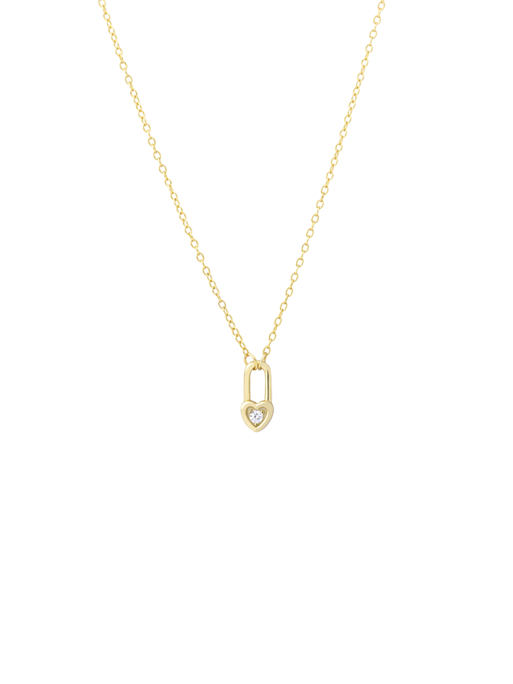 Collar Dije Candado Corazon Zirconia
