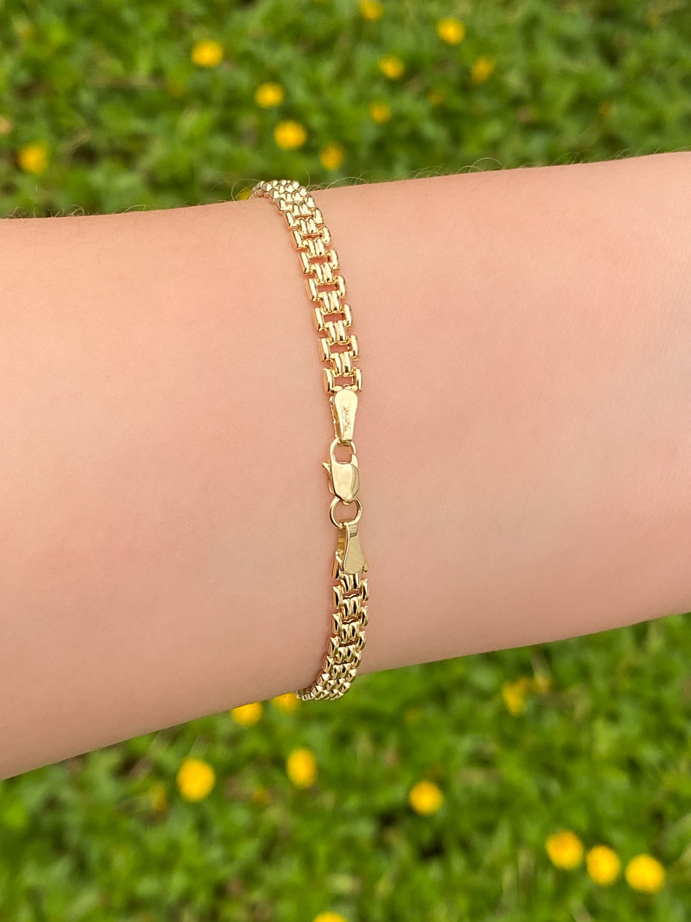 Pulsera Eslabon Tejido 4.5 mm Oro 14k