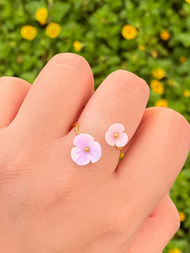 Anillo Doble Flor Semi Ajustable