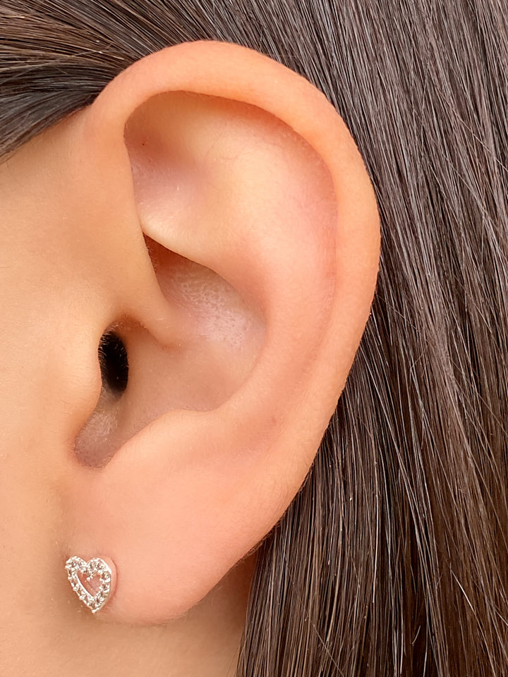 Par Arete Mini Corazon Zirconia