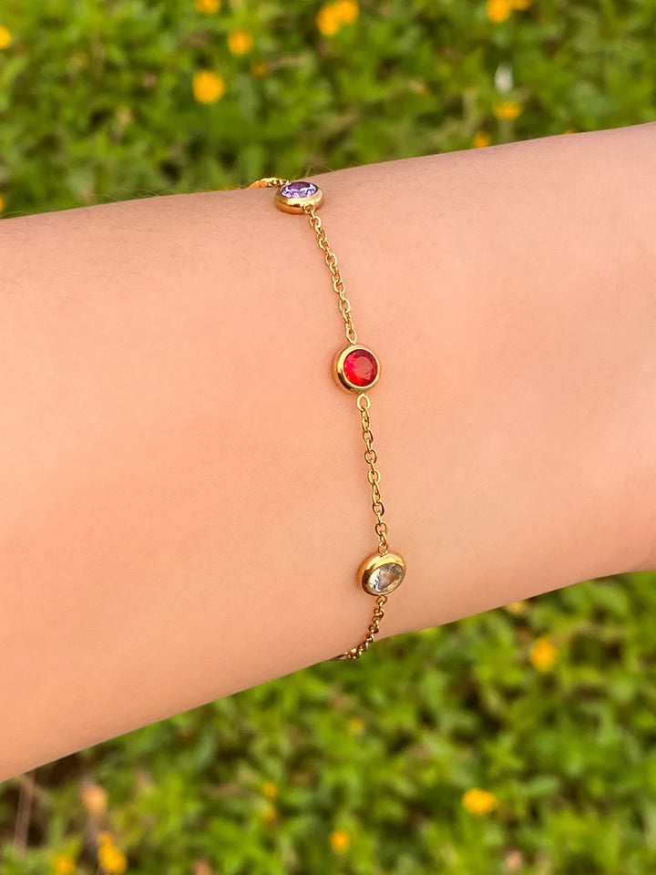 Pulsera Con Zirconias Redondas De Colores