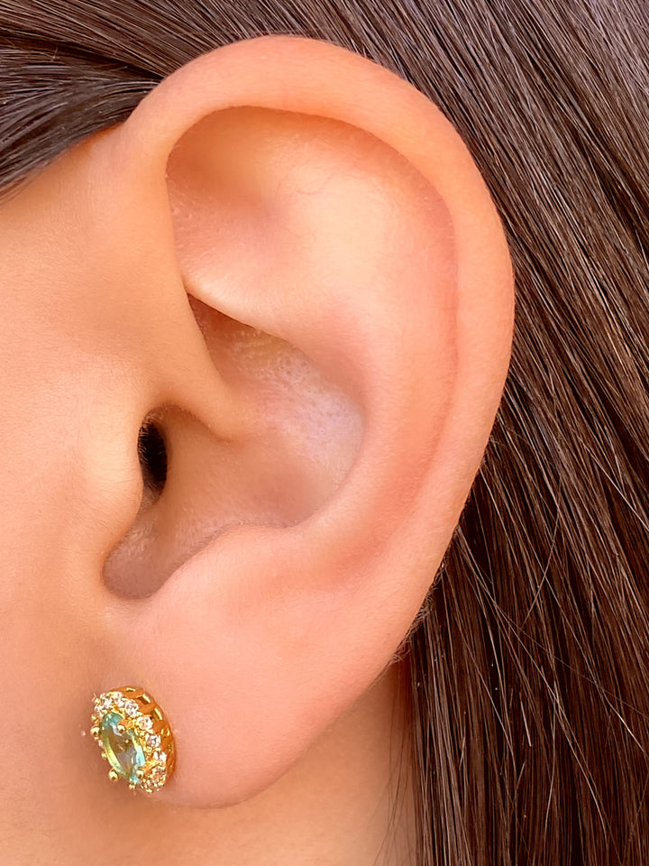 Par Arete Ovalado Birthstone Dorado