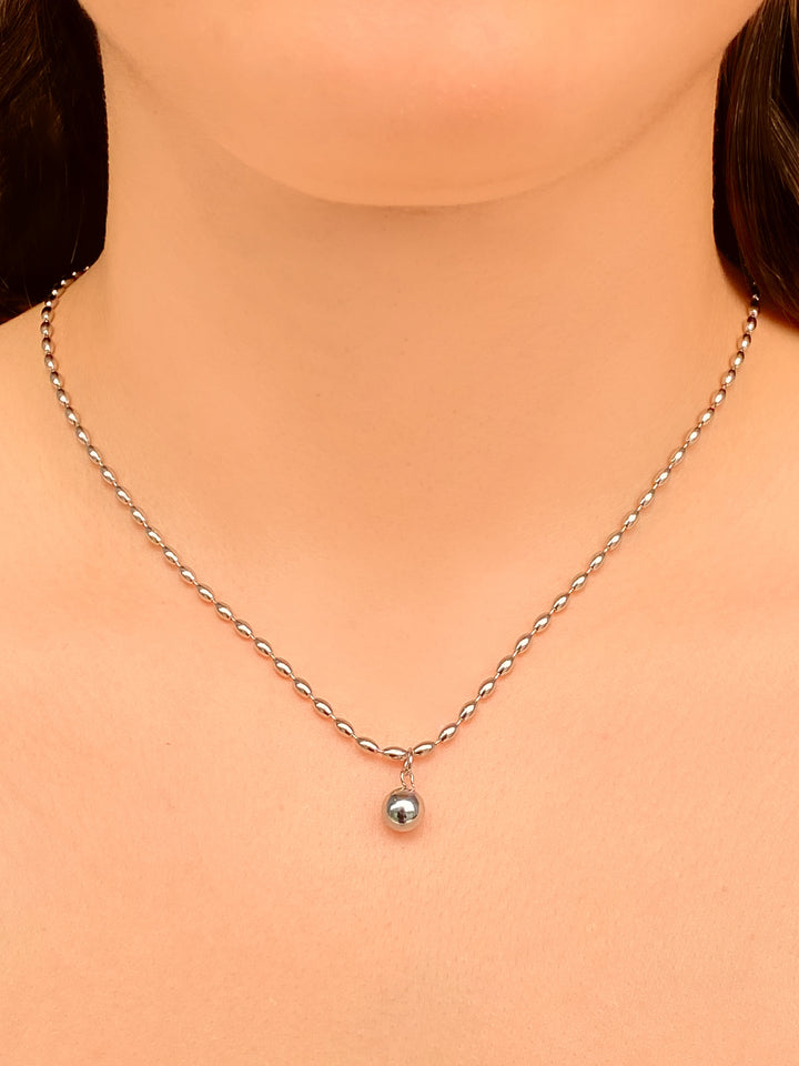 Collar Ovalos Con Bolita Lisa