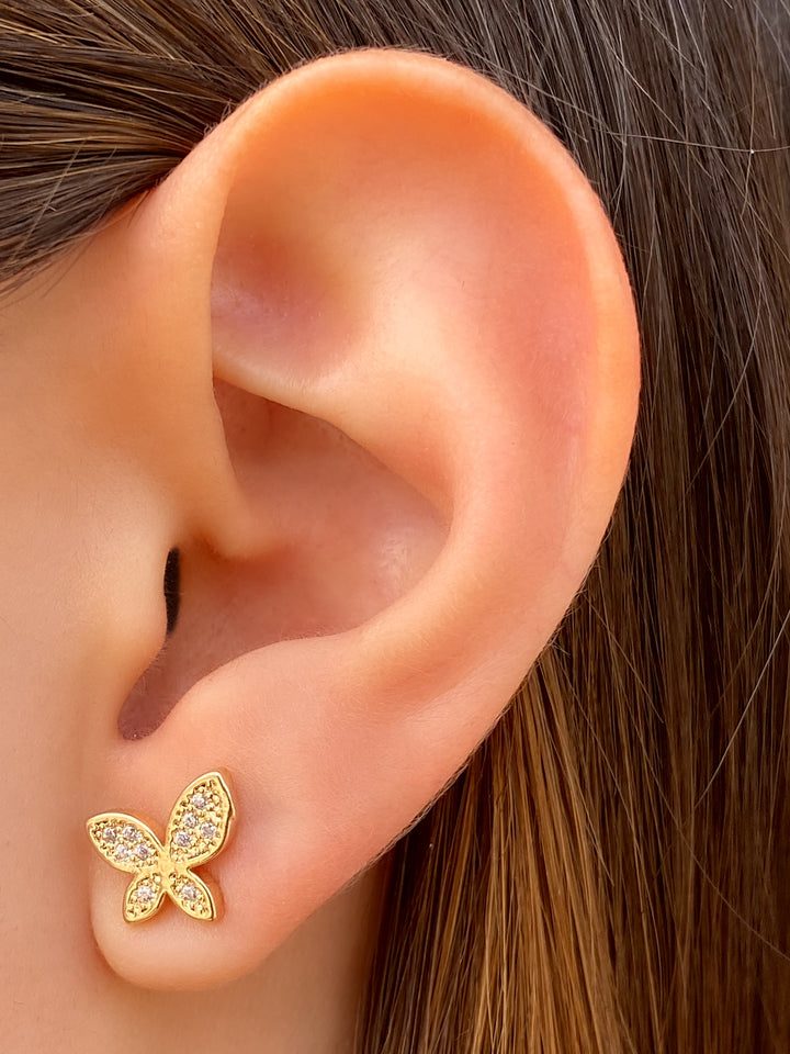 Par Arete Mariposa Con Zirconias