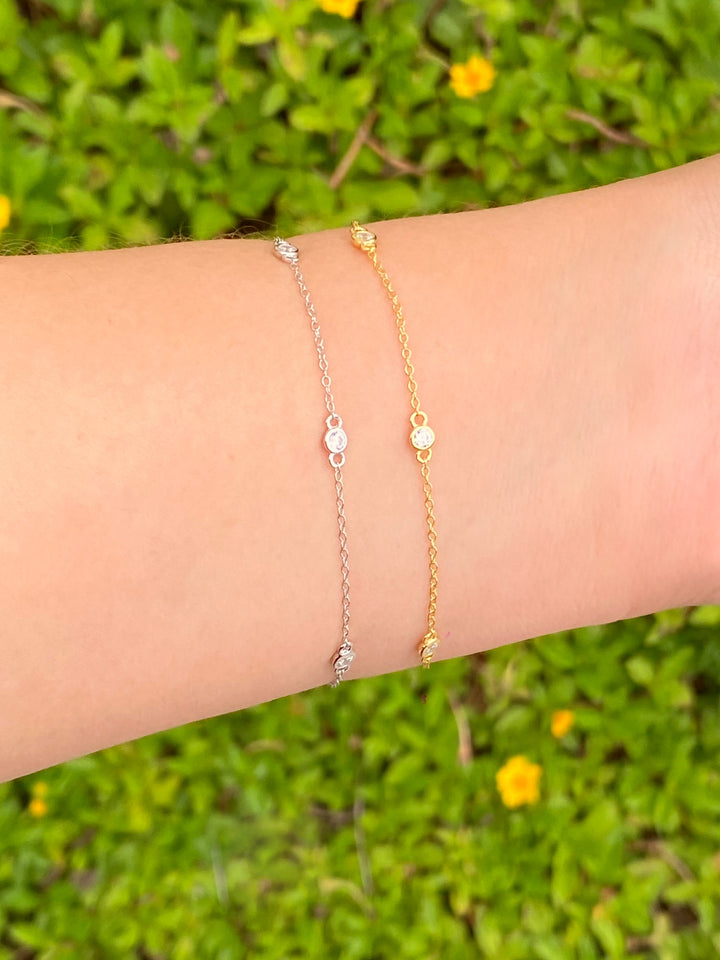 Pulsera Tres Zirconias Con Bisel