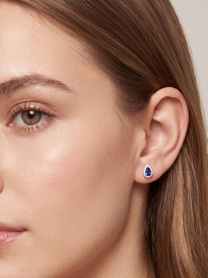 Par Arete Mini Gota Azul Zirconias