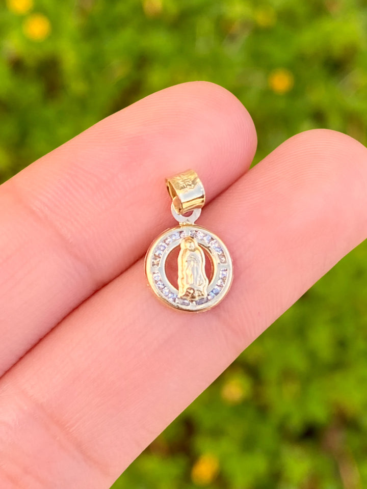Dije Virgen Contorno Zirconias Encapsuladas Oro 10k